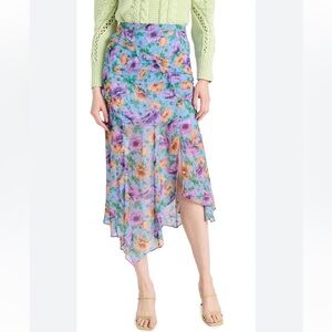 Veronica Beard Eleanora Silk Midi Skirt Blue Purple Ruffle Sz 2 NWT